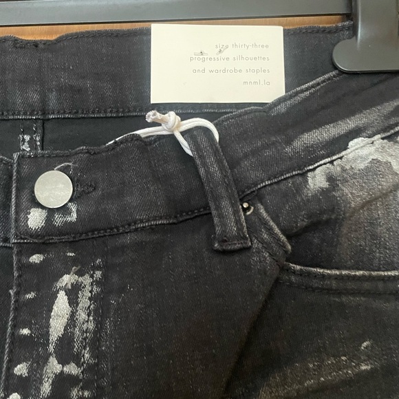 MNML Distressed Men’s (Size33) Black Streetwear, Graphic Stretch Denim Jeans - Picture 7 of 14